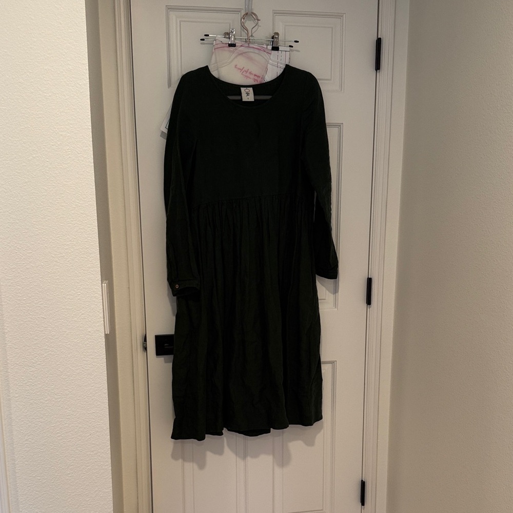 Son de flor smock dress in evergreen, size S